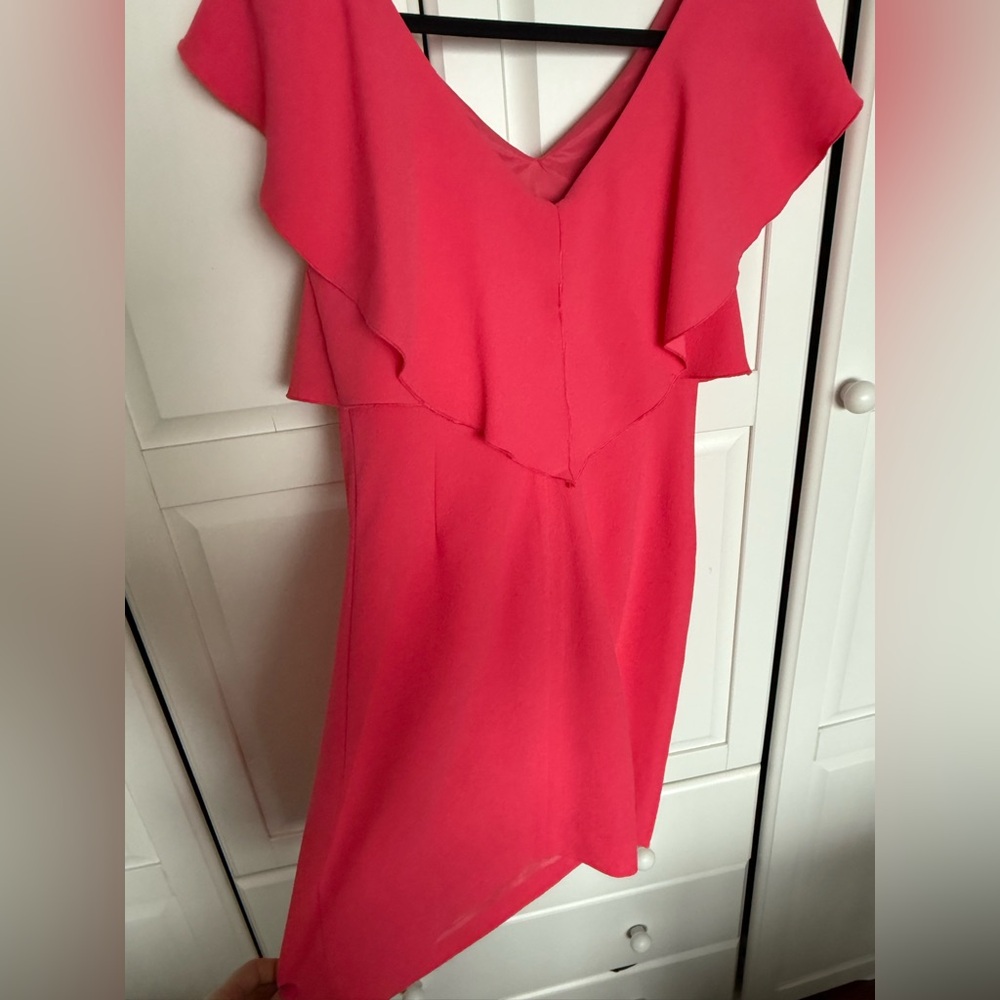 Coral Trina Turk Dress with Flutter Sleeves